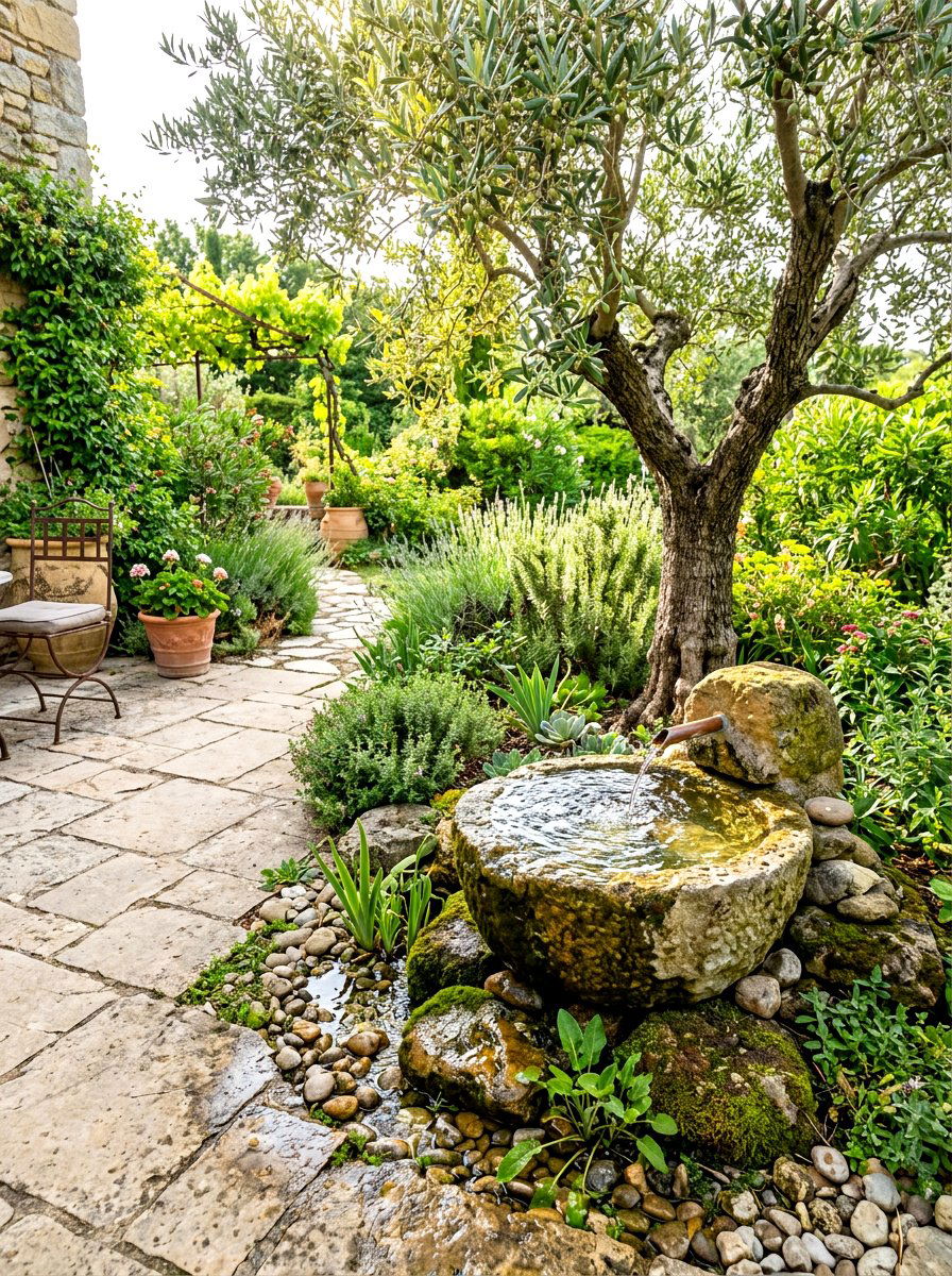 Water Feature Olive Tree Patio - 30 olive tree patio ideas