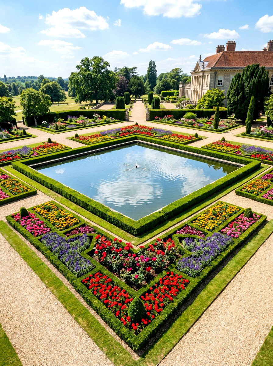 Water Feature Parterre - 30 parterre garden ideas