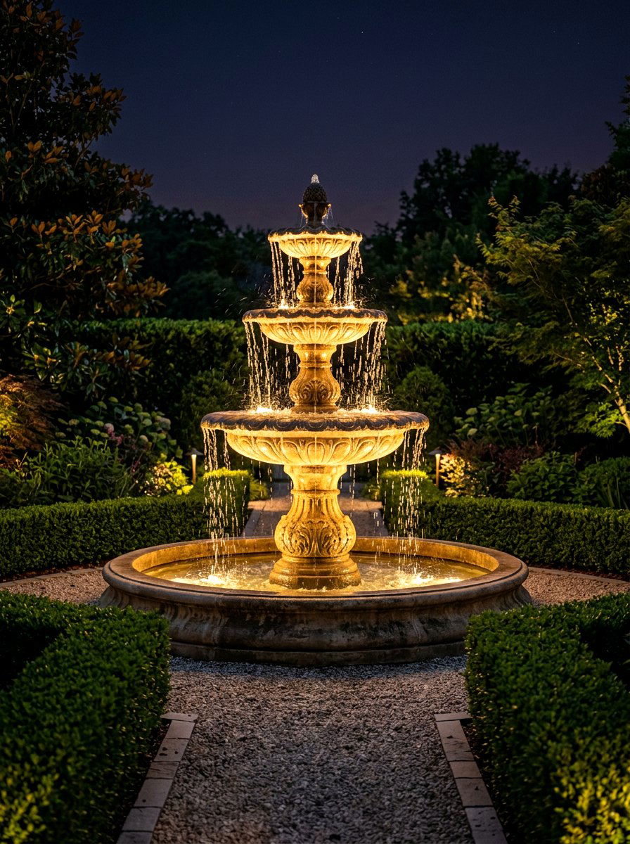 Water Feature Spotlights - 30 backyard lighting ideas