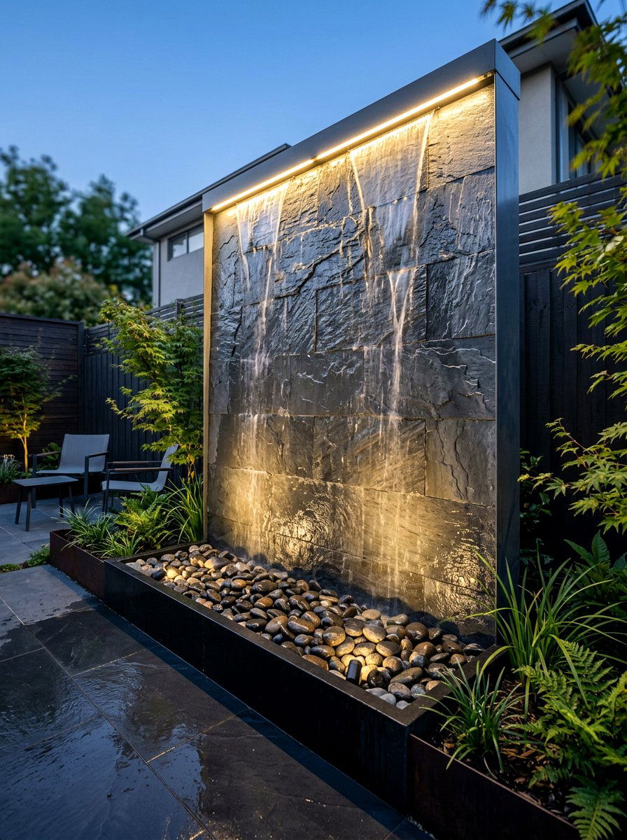 Water Feature Wall - 30 garden wall ideas