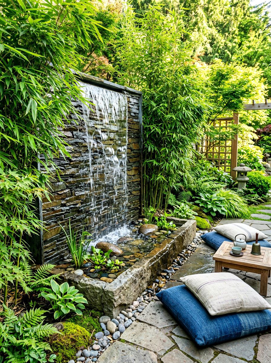 Water Feature Wall - 30 patio accent wall ideas