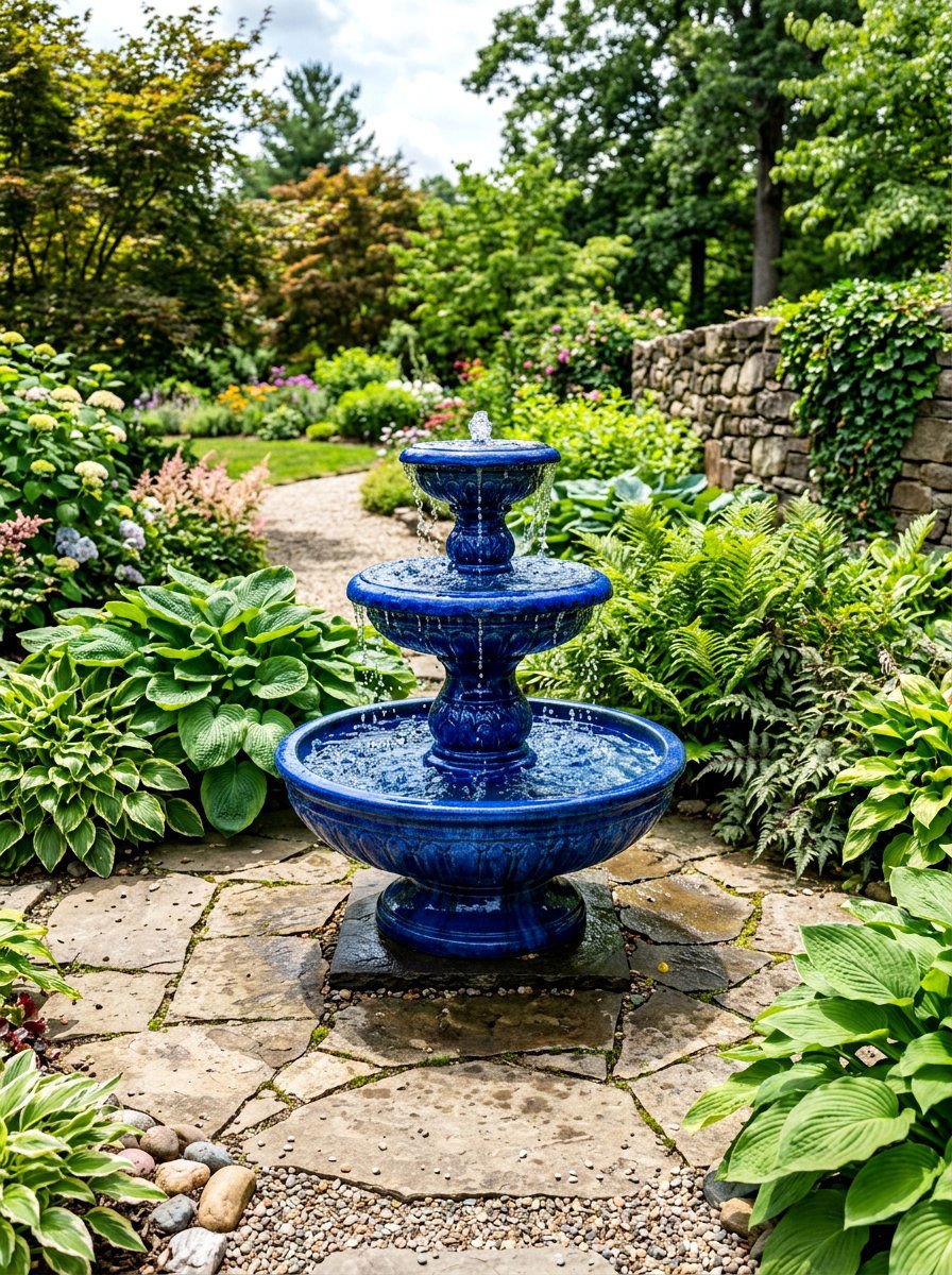 Water Fountain - 30 healing backyard garden ideas
