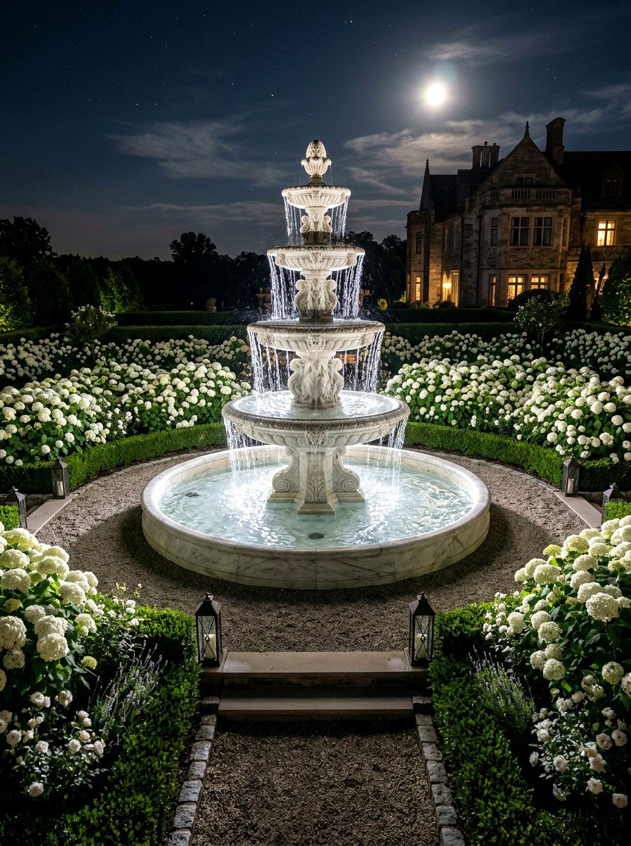 Water Fountain Moonlight Garden - 30 moonlight garden ideas