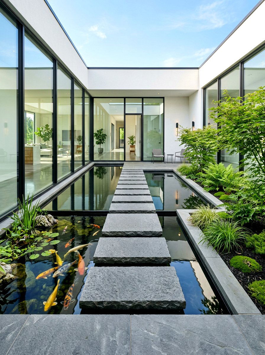 Water feature courtyard - 30 indoor courtyard home ideas