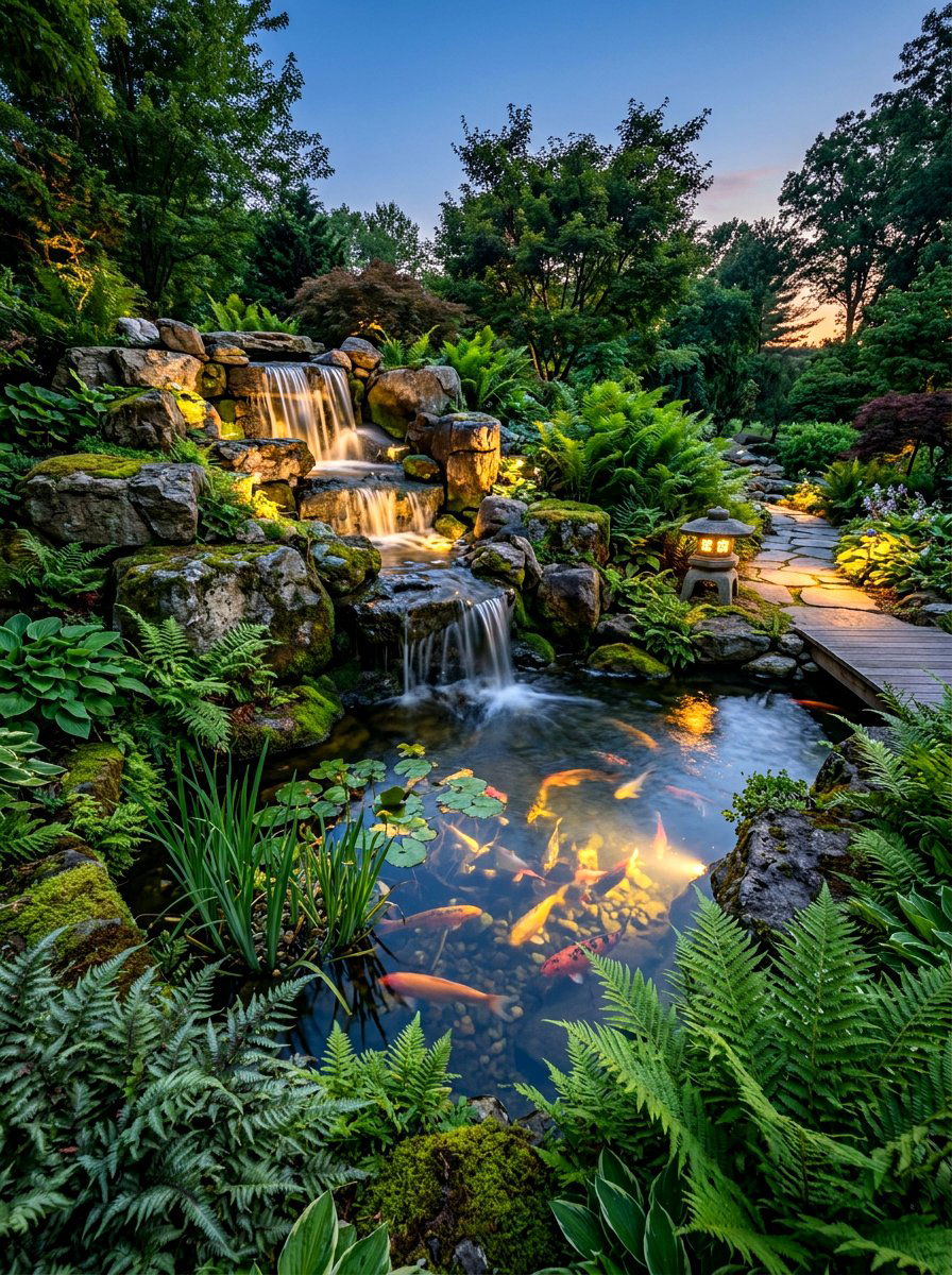 Water feature lighting - 30 outdoor lighting ideas