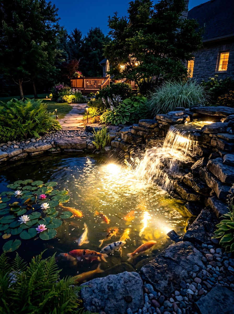 Water feature spotlights - 30 garden lighting ideas