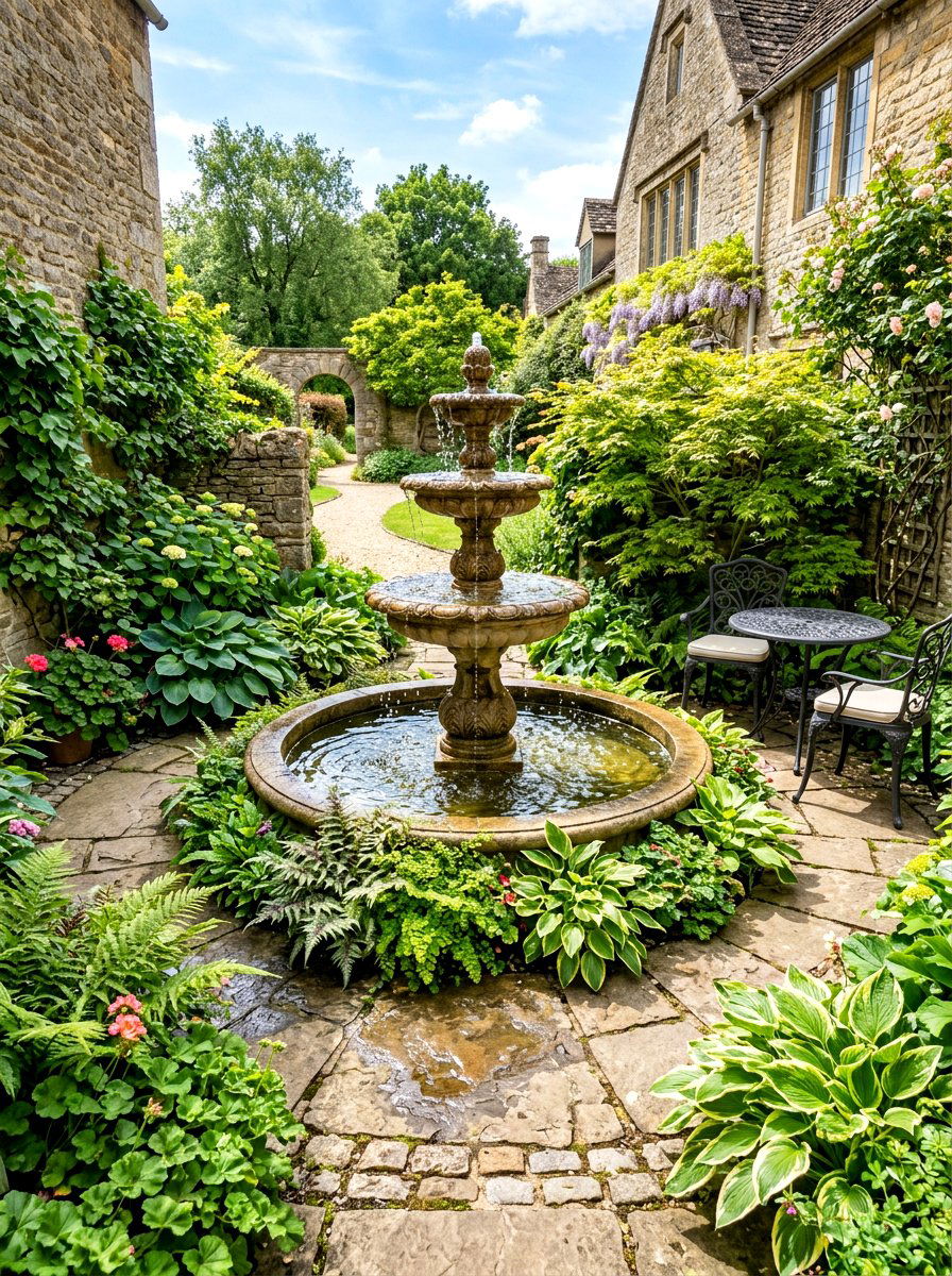 Water fountain feature - 30 sensory garden ideas