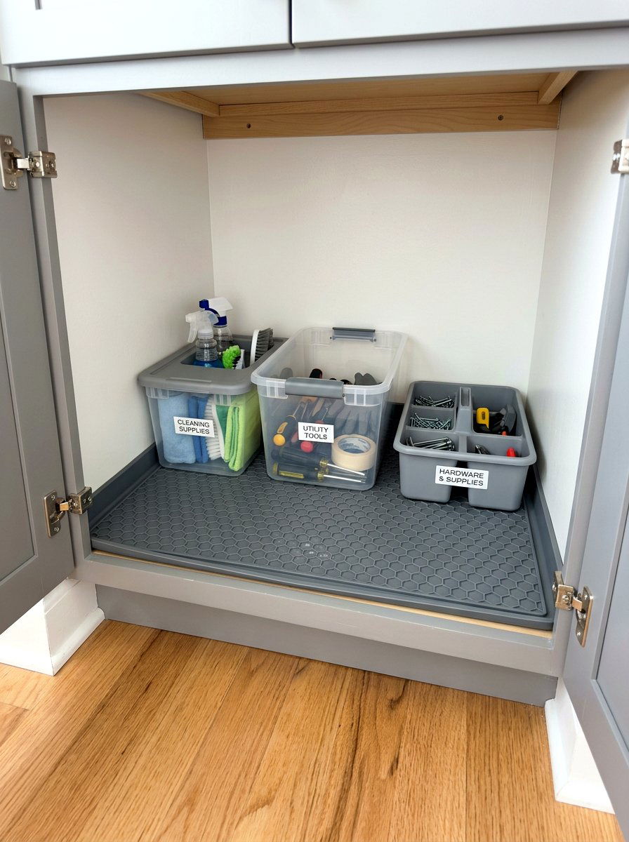 Water resistant mats for leaks - 30 organizing under sink storage ideas