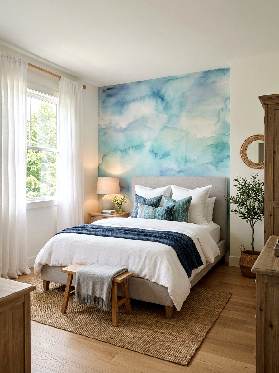 Watercolor Accent Wall - 30 small room mural ideas