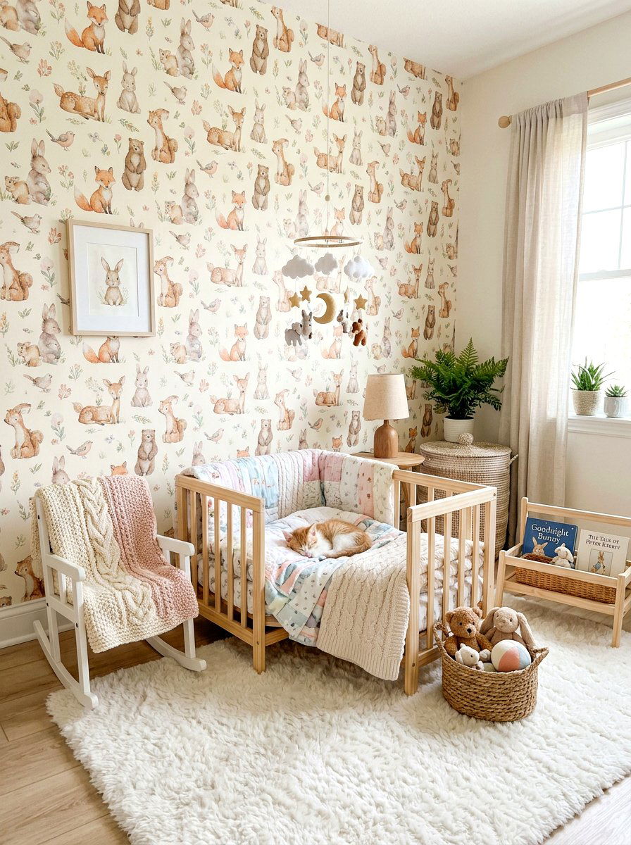 Watercolor Animal Pattern Wallpaper - 30 pet room wallpaper ideas
