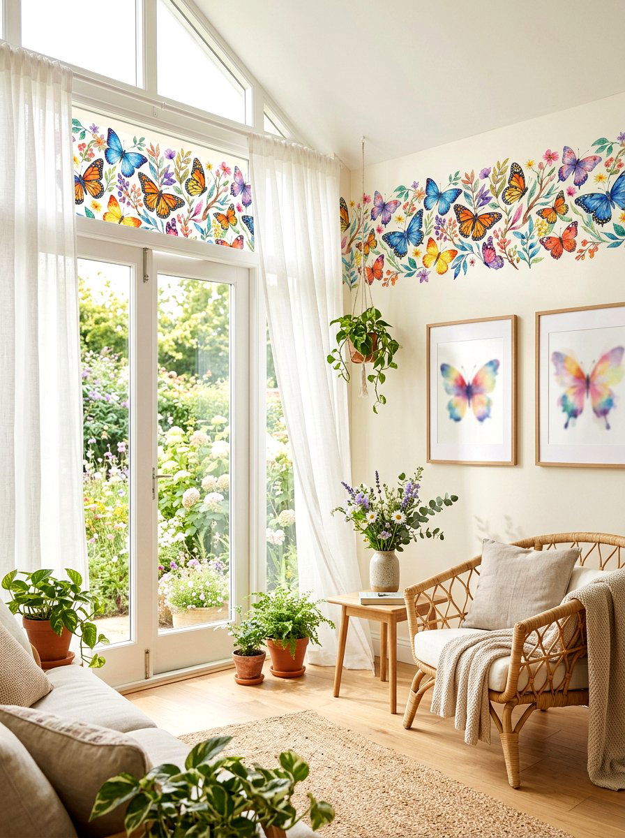 Watercolor Butterfly Wall Border - 30 butterfly border ideas