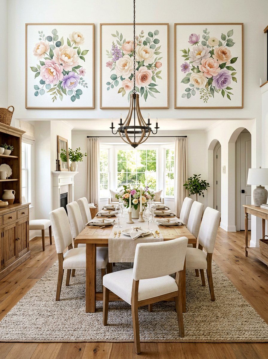 Watercolor Floral Art - 30 dining room wall art ideas
