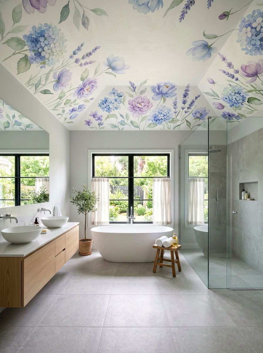 Watercolor Floral Ceiling - 30 vintage floral ceiling ideas