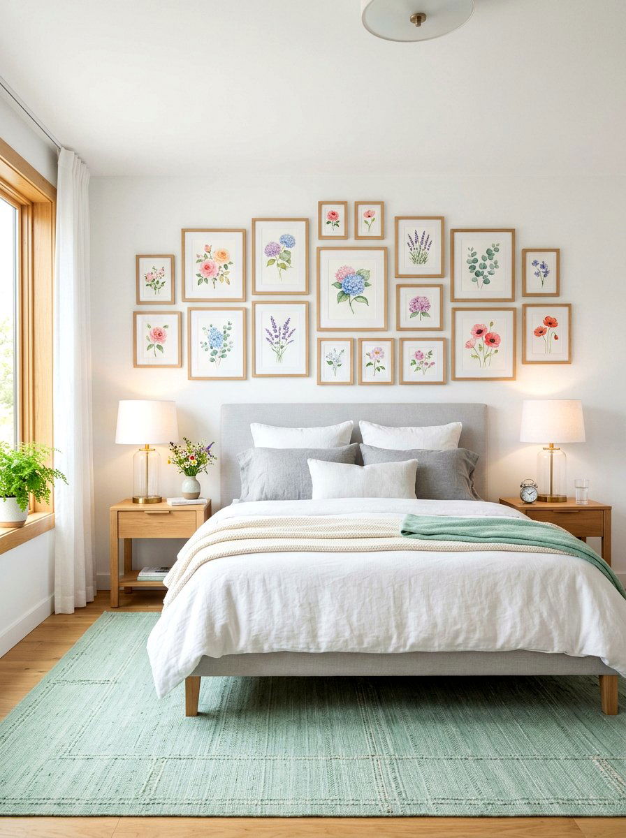 Watercolor Flower Art - 30 romantic floral bedroom ideas