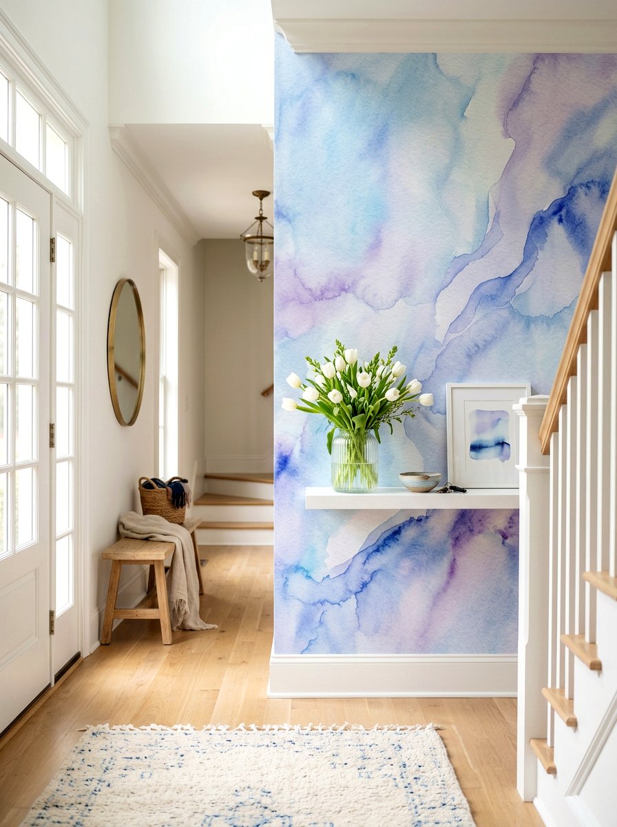 Watercolor Foyer Wallpaper - 30 entry wallpaper ideas