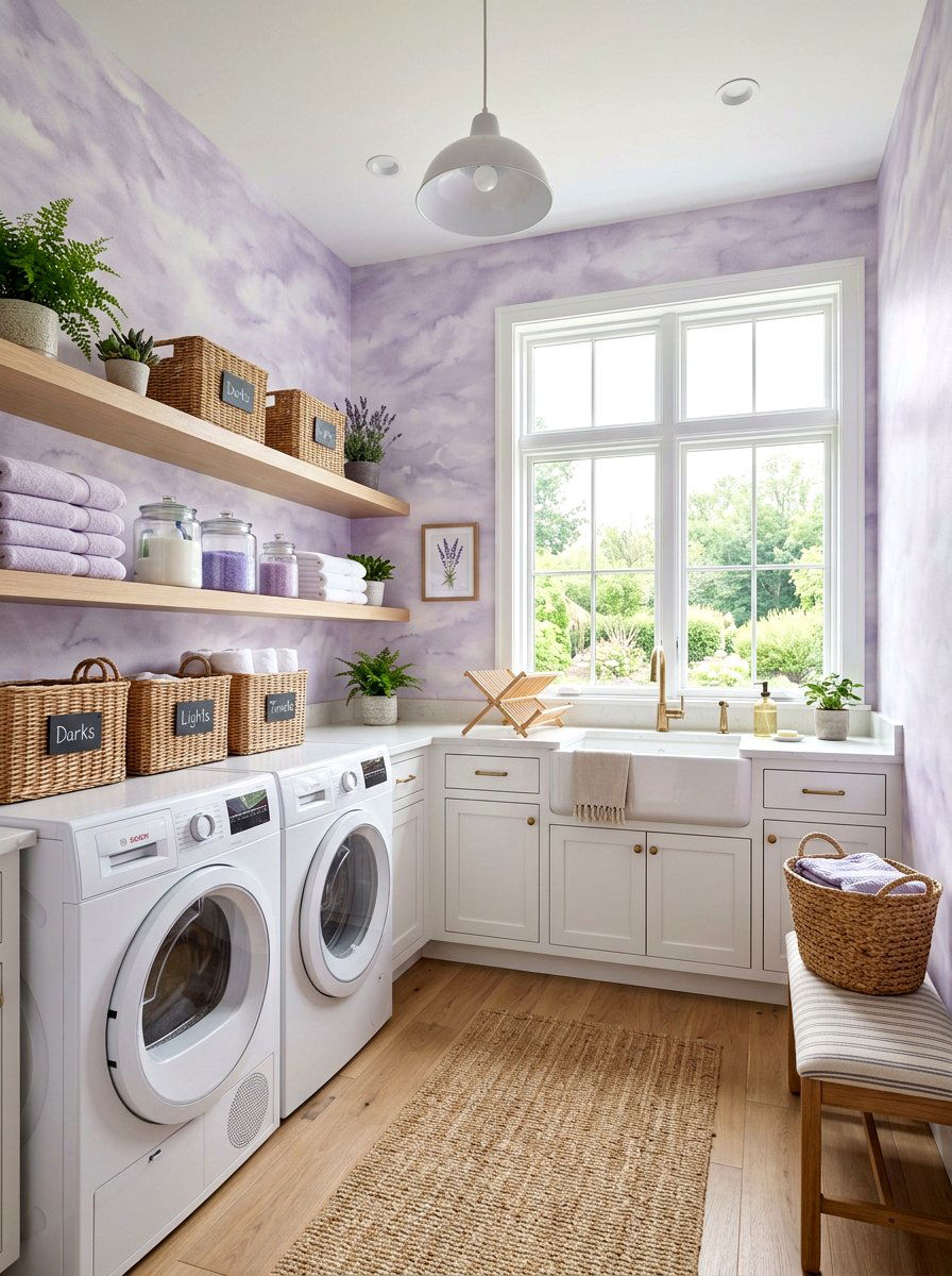 Watercolor Laundry Room Wallpaper - 30 laundry room wallpaper ideas