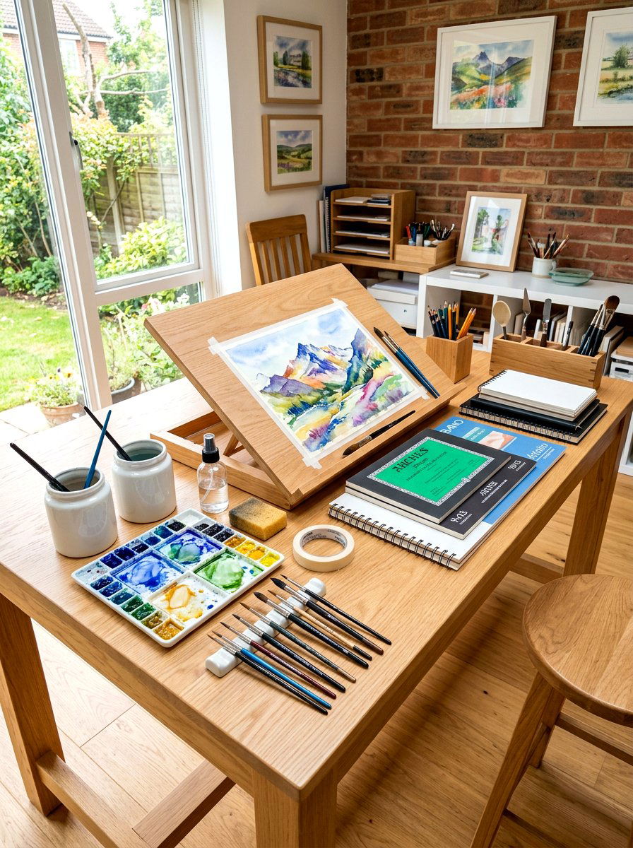 Watercolor Painting Table - 30 art corner ideas