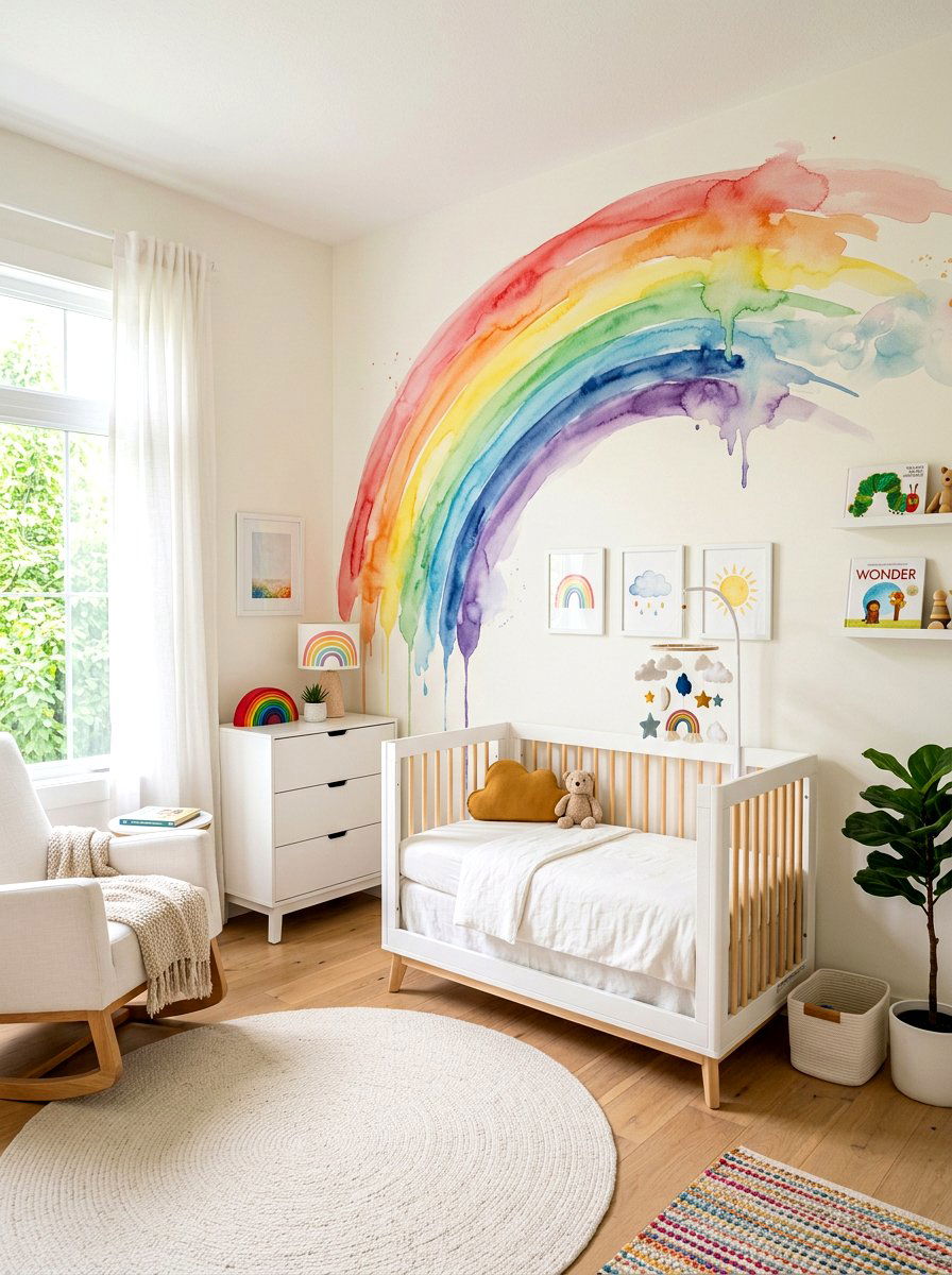 Watercolor Rainbow Nursery - 30 rainbow nursery ideas