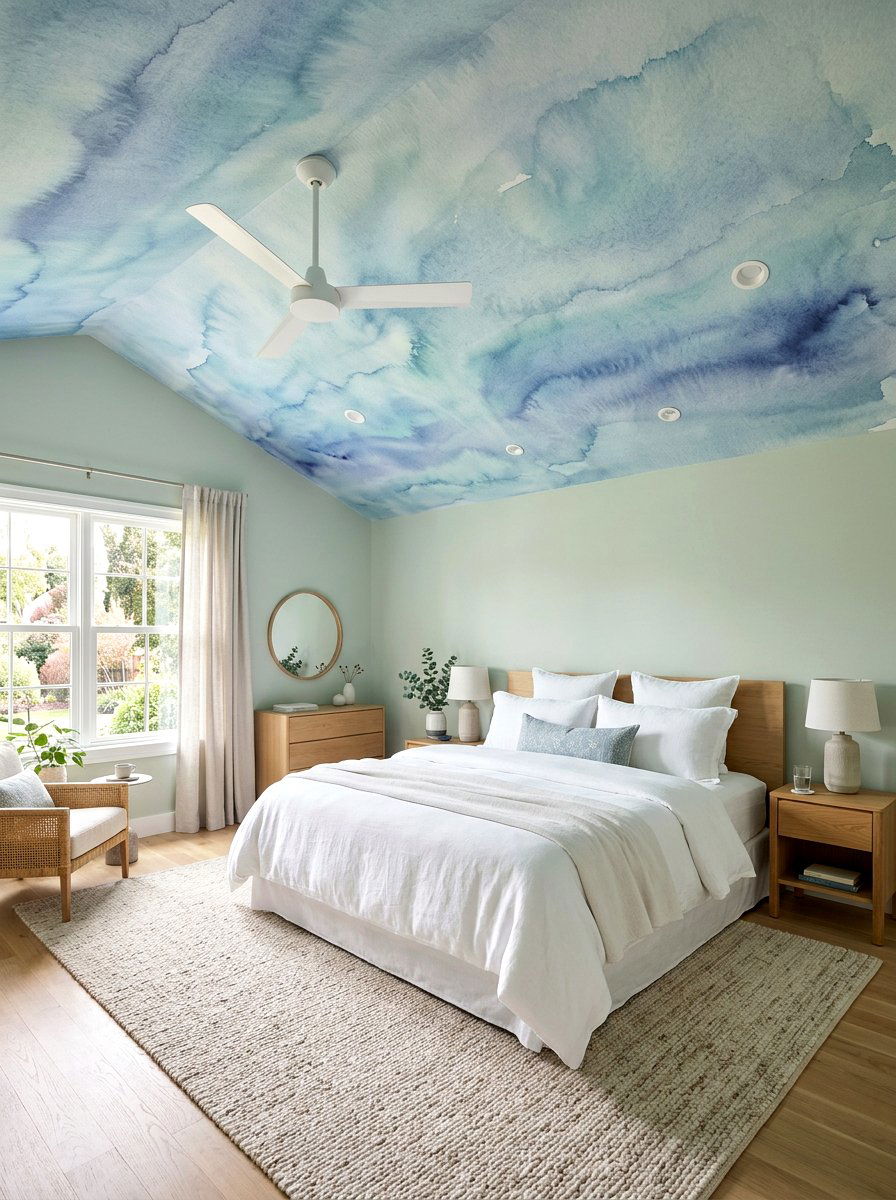 Watercolor Wash Guest Suite - 30 wallpaper ceiling ideas