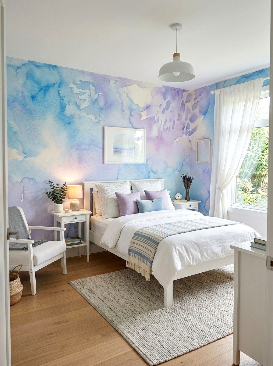 Watercolor peel and stick wallpaper - 30 rental safe wallpaper ideas