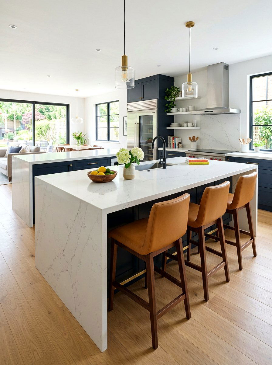 Waterfall Countertop With Seating - 30 waterfall countertop ideas