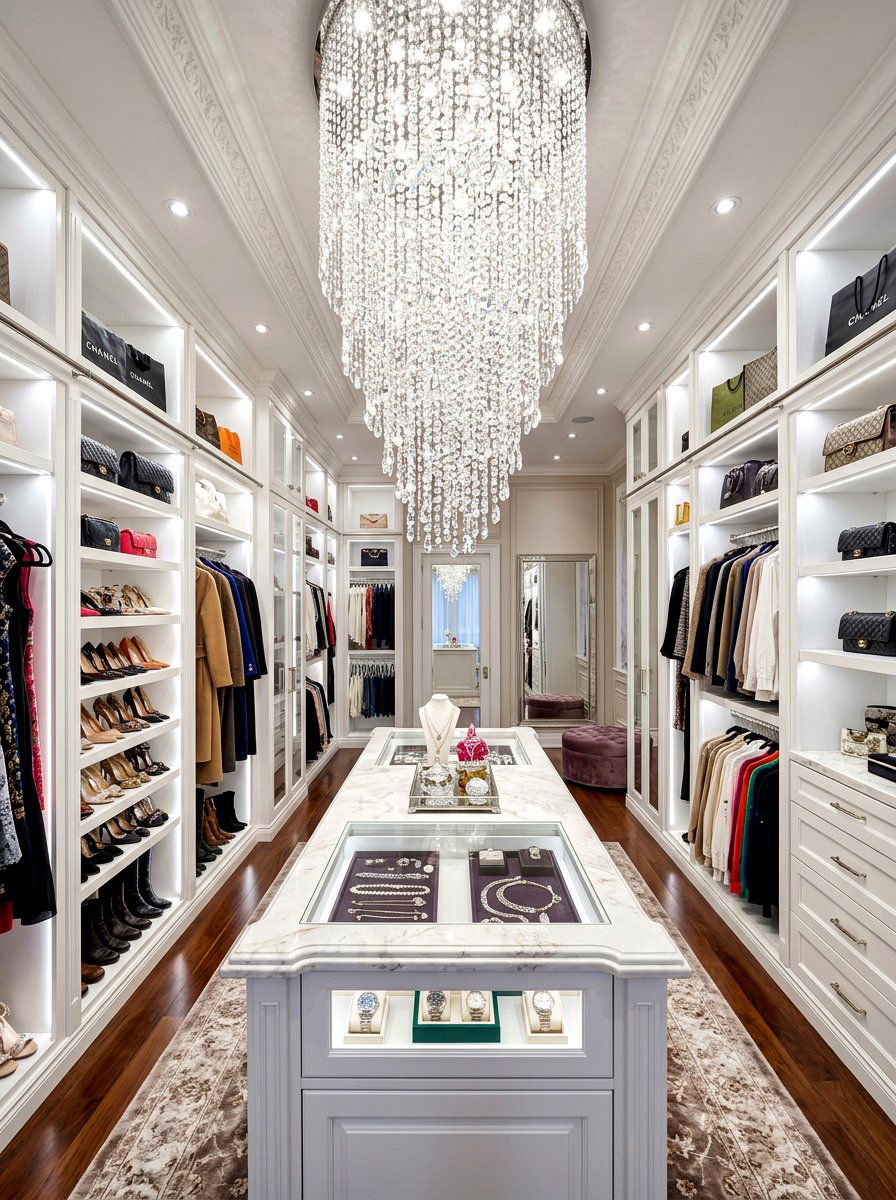 Waterfall Crystal Chandelier - 30 closet chandelier ideas