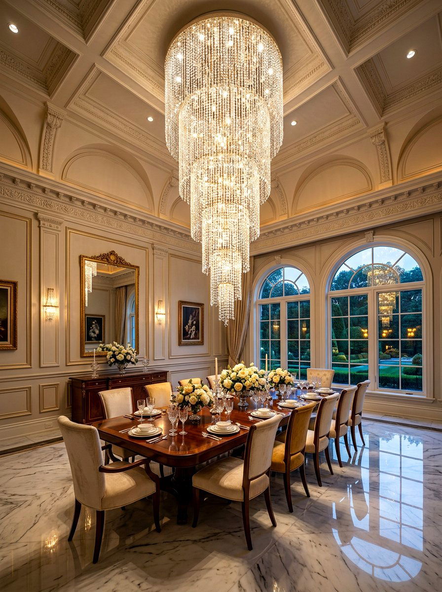 Waterfall Crystal Light - 30 dining room lighting ideas
