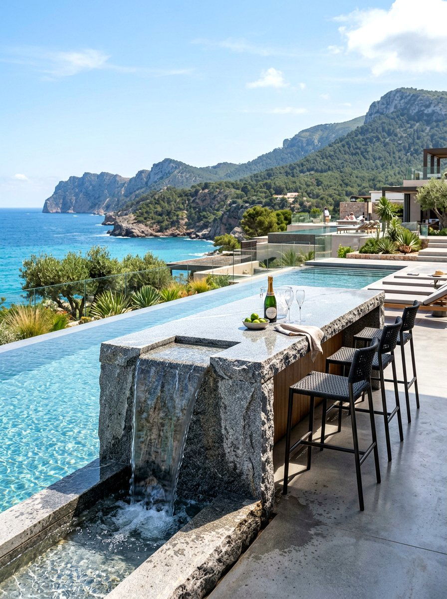Waterfall Edge Outdoor Island - 30 outdoor countertop ideas