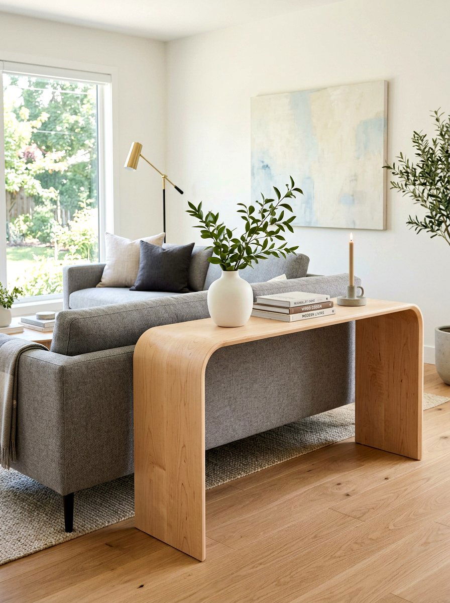 Waterfall Edge Sofa Table - 30 sofa table ideas