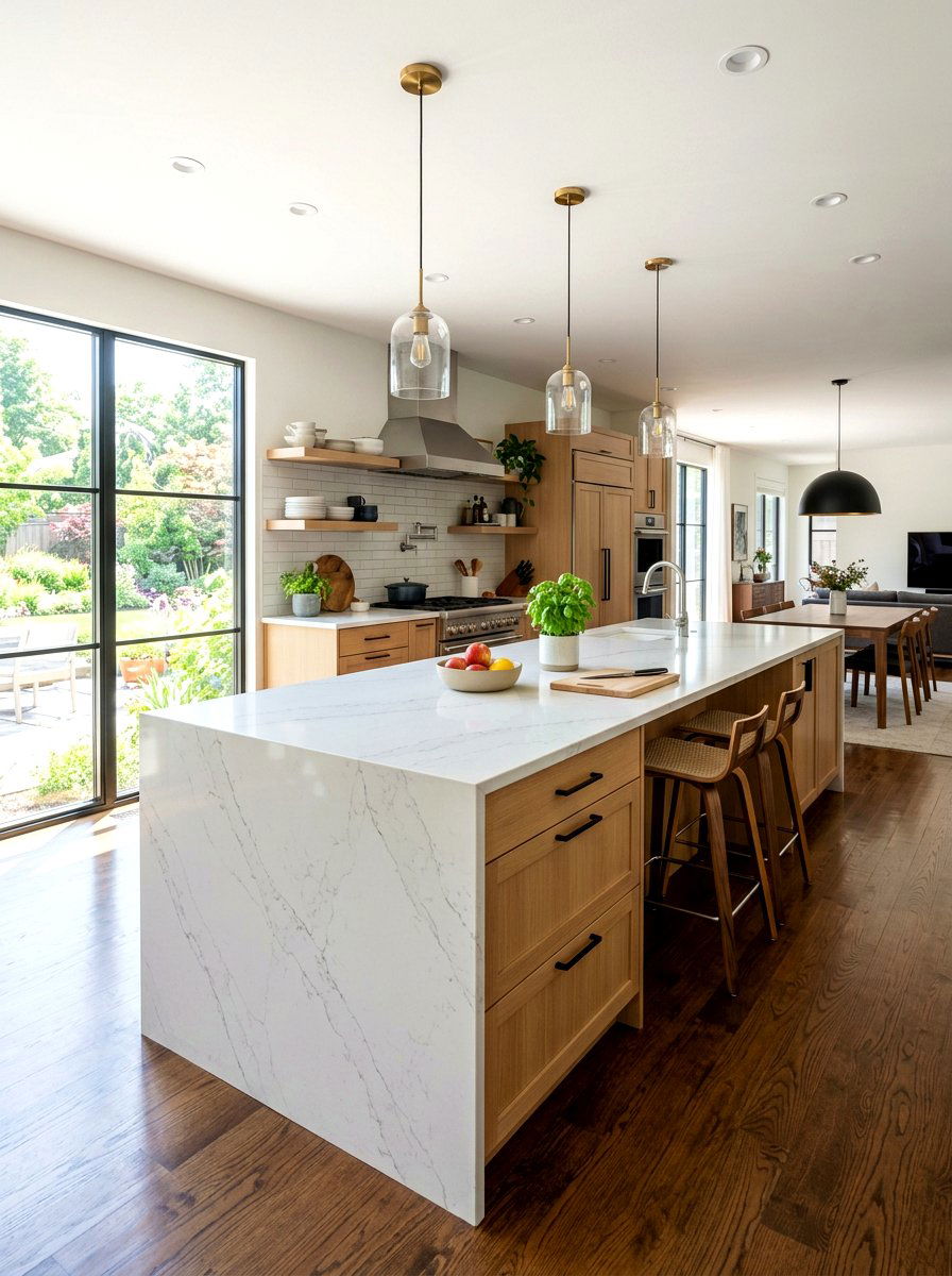 Waterfall Island Countertop - 30 Pinterest kitchen ideas