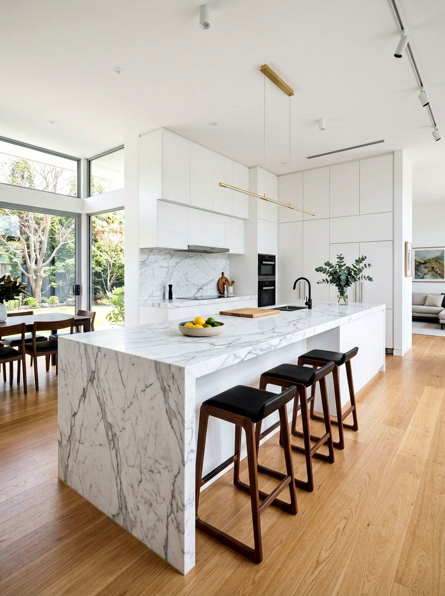 Waterfall Island Overhang - 30 kitchen island seating ideas
