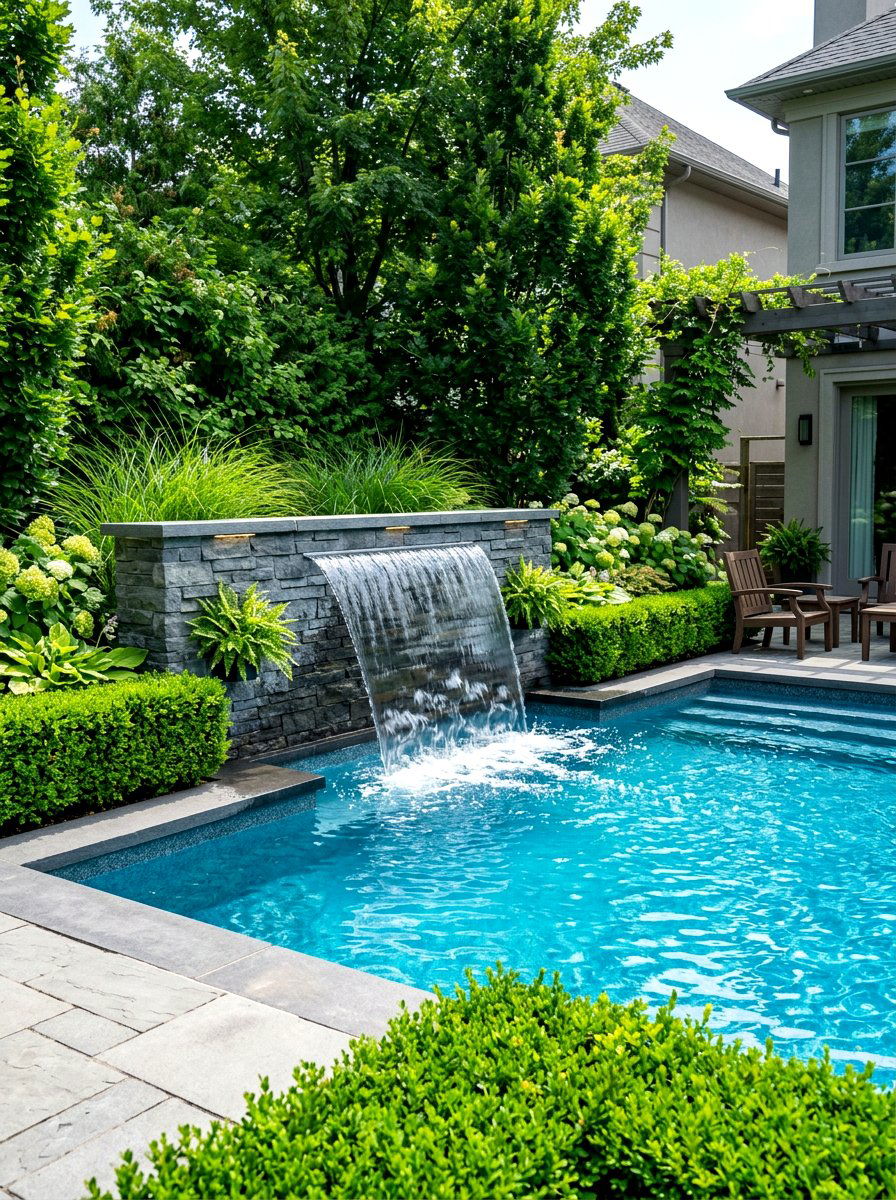 Waterfall Pool Feature - 30 pool ideas