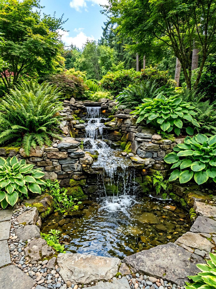 Waterfall Retaining Wall Feature - 30 retaining wall garden ideas