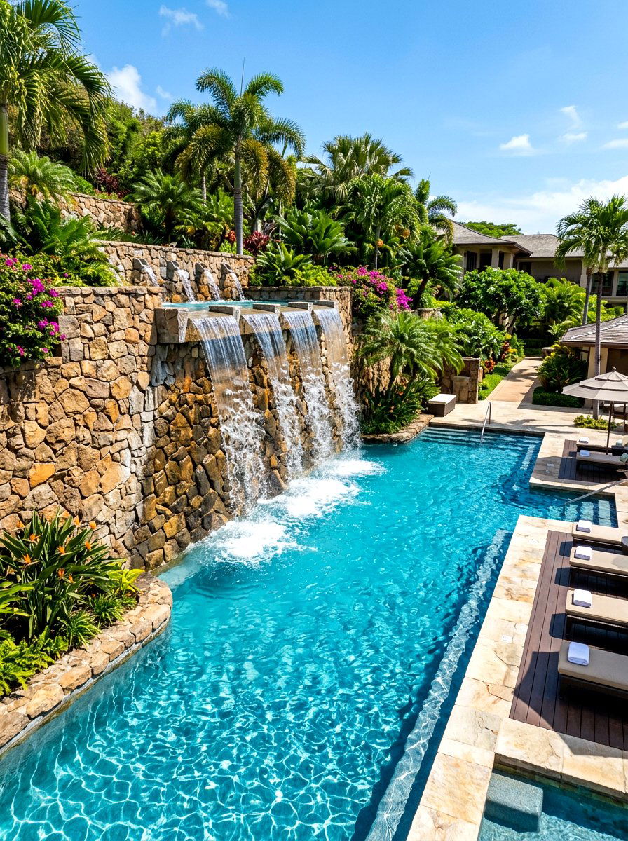 Waterfall Retaining Wall - 30 garden retaining wall ideas