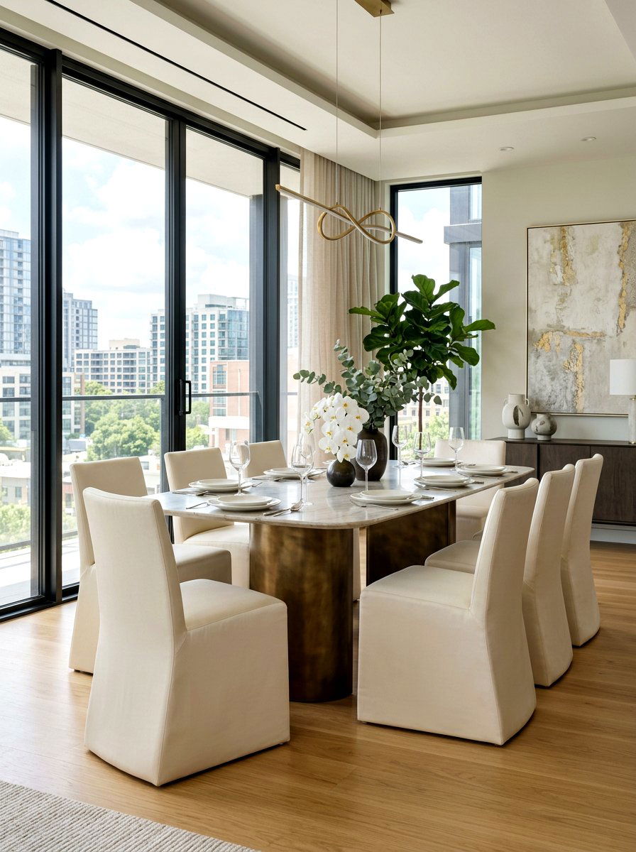 Waterfall Skirt Dining Chair - 30 skirted dining chair ideas