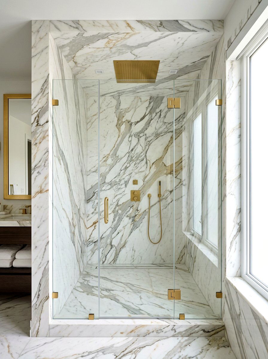 Waterfall Stone Shower - 30 stone slab shower ideas
