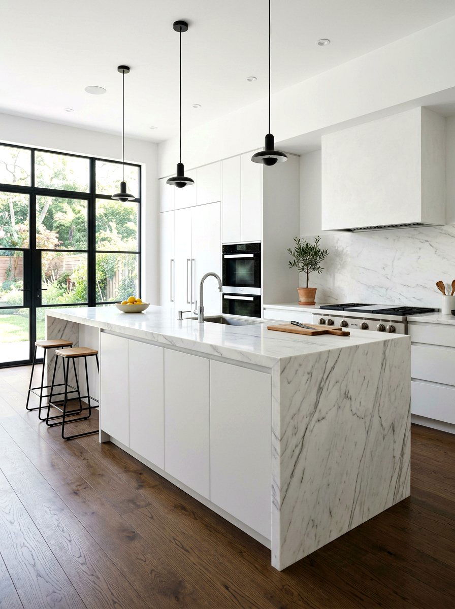 Waterfall countertop edge - 30 island end cap ideas