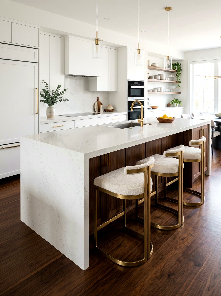 Waterfall kitchen island - 30 neo deco kitchen ideas