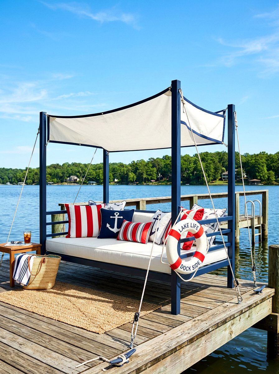 Waterfront dock daybed - 30 outdoor daybed canopy ideas