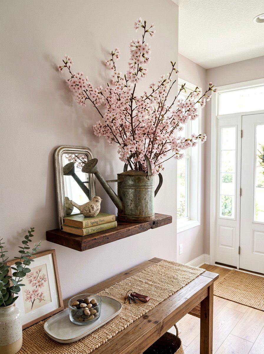 Watering Can Shelf - 30 spring shelf styling ideas aesthetic