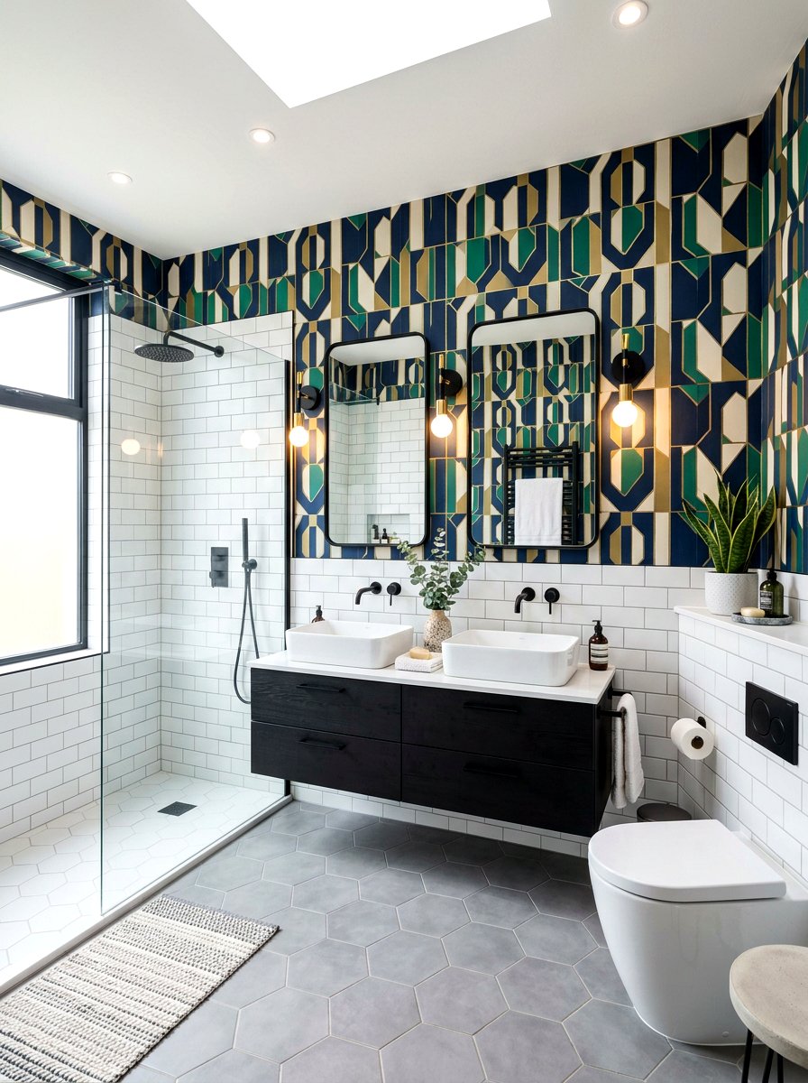 Waterproof Bathroom Wallpaper - 30 patterned wallpaper ideas
