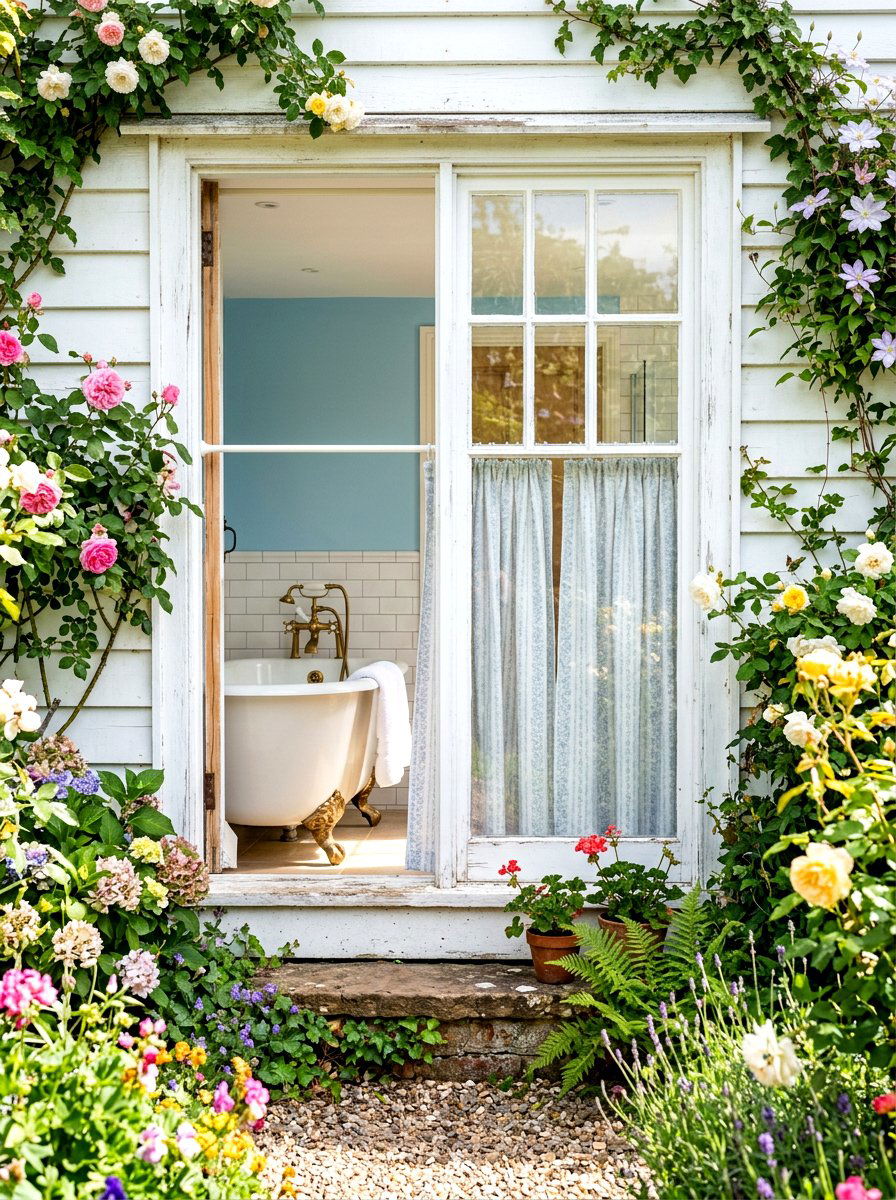 Waterproof Cafe Curtains - 30 shower window privacy ideas
