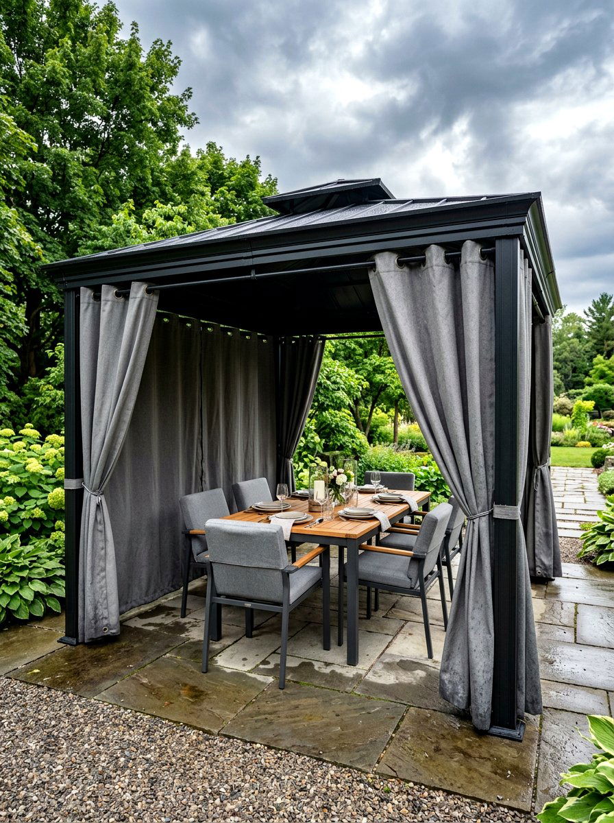Waterproof Canvas Drapery - 30 gazebo curtain ideas