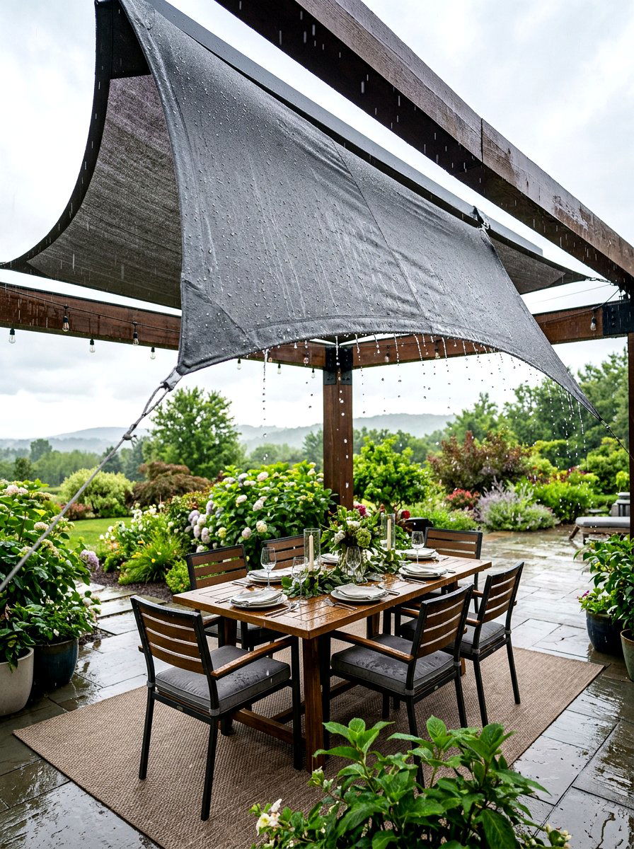 Waterproof Fabric Canopy - 30 retractable canopy patio ideas