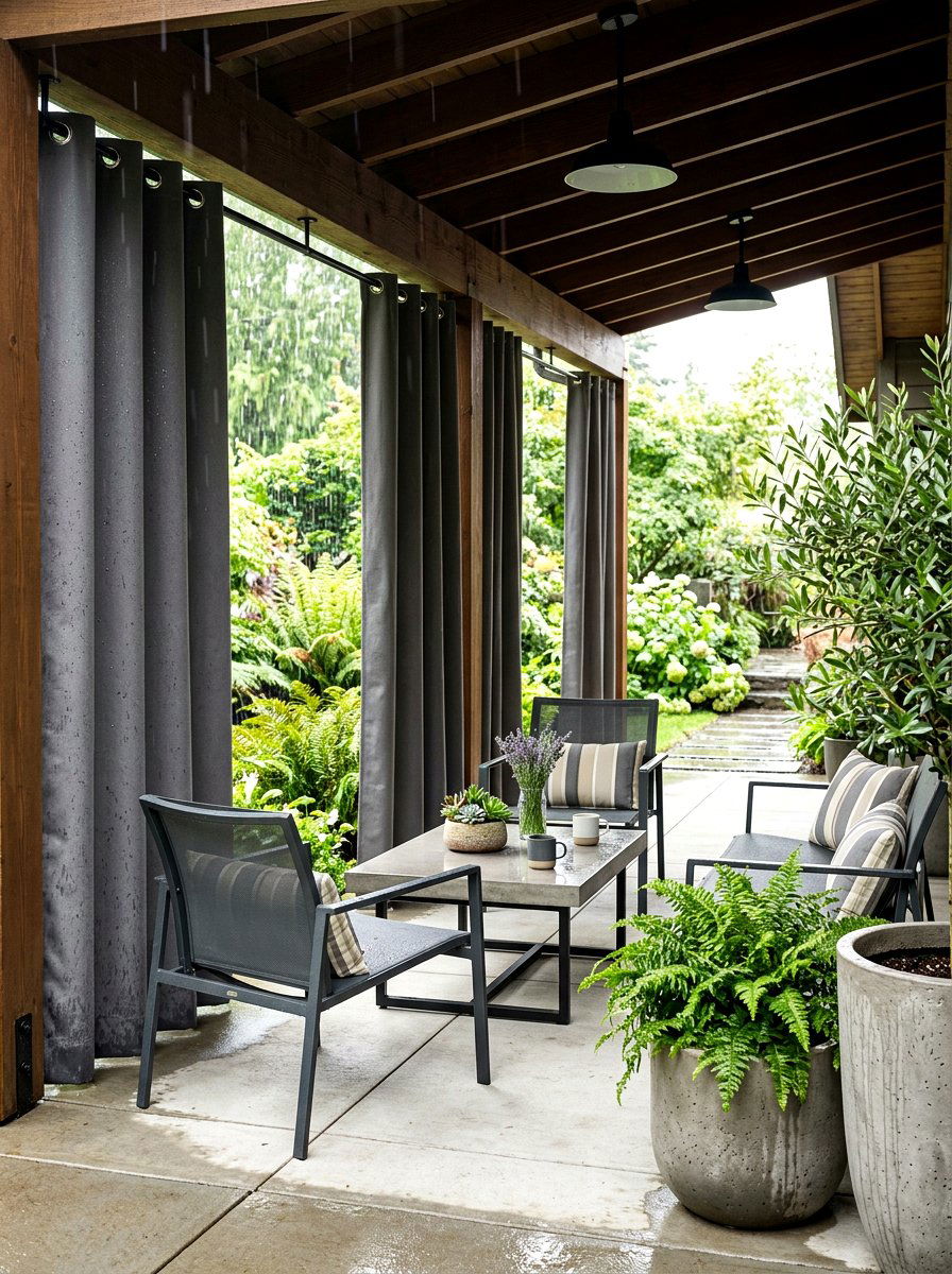Waterproof Outdoor Cafe Curtains - 30 porch with cafe curtains ideas