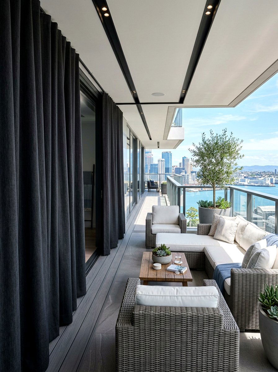 Waterproof Outdoor Fabric Curtains - 30 balcony privacy curtain ideas
