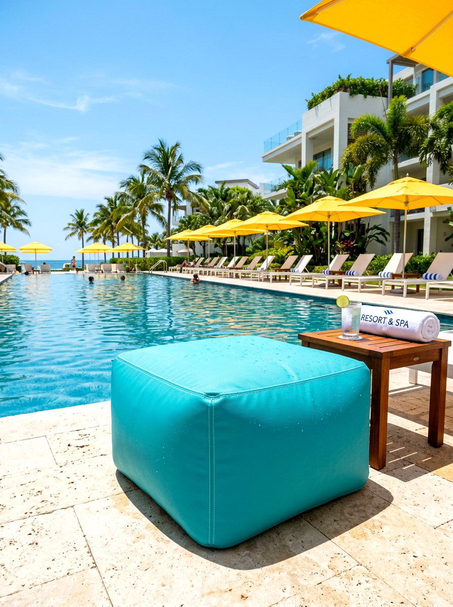 Waterproof Patio Pouf - 30 outdoor pouf lounge ideas