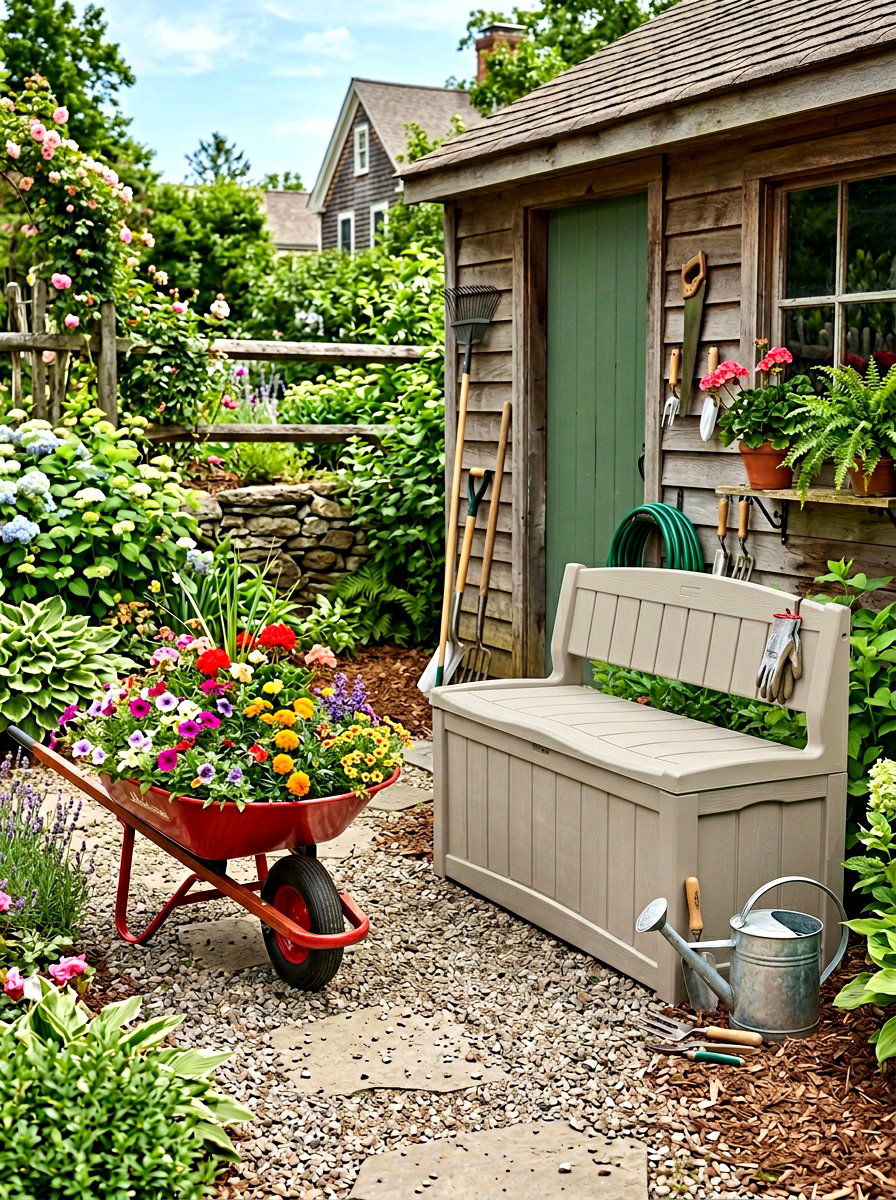 30 Outdoor Storage Bench Ideas to Tidy Up Your Backyard