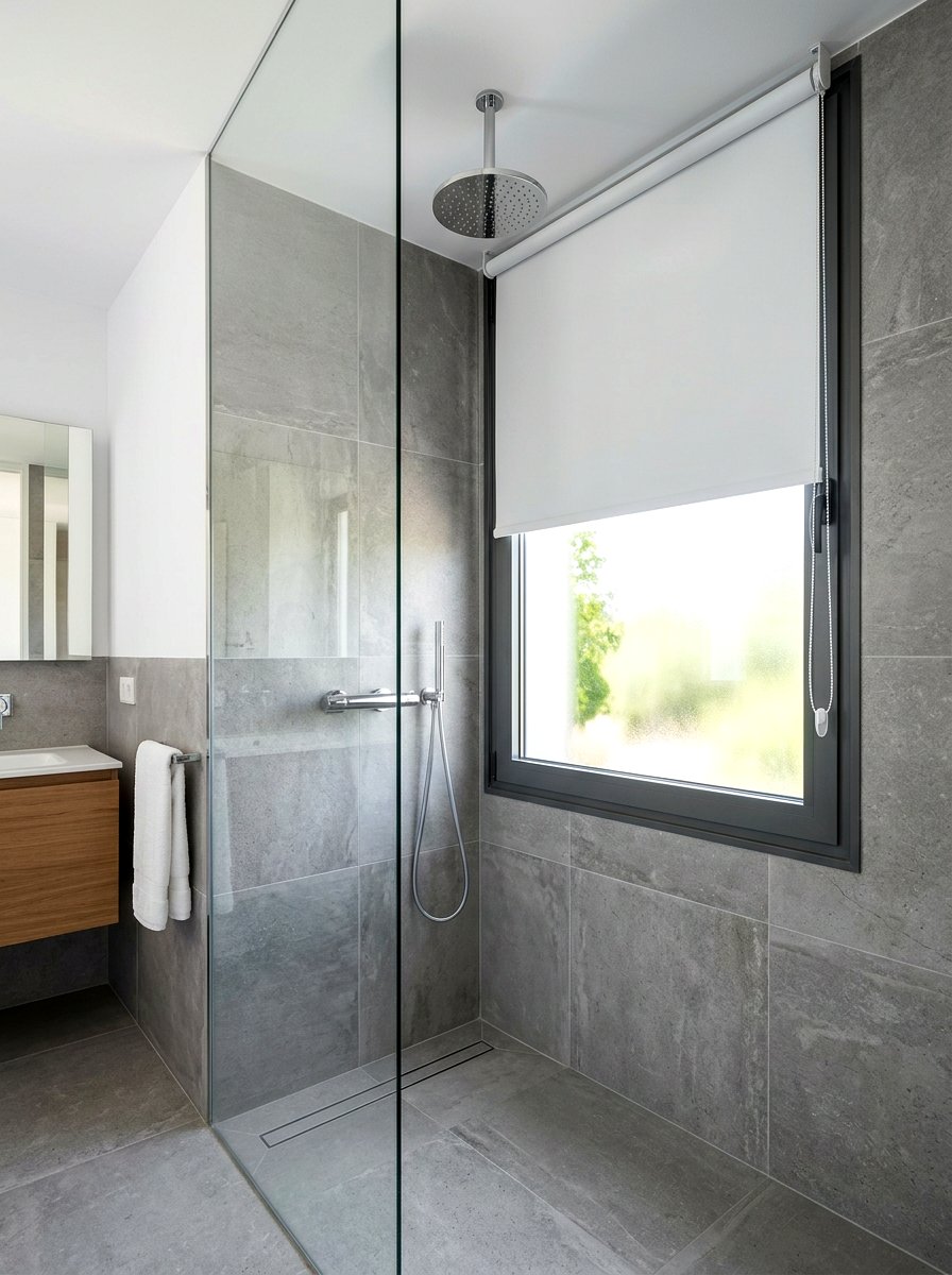 Waterproof Roller Shade - 30 shower window privacy ideas
