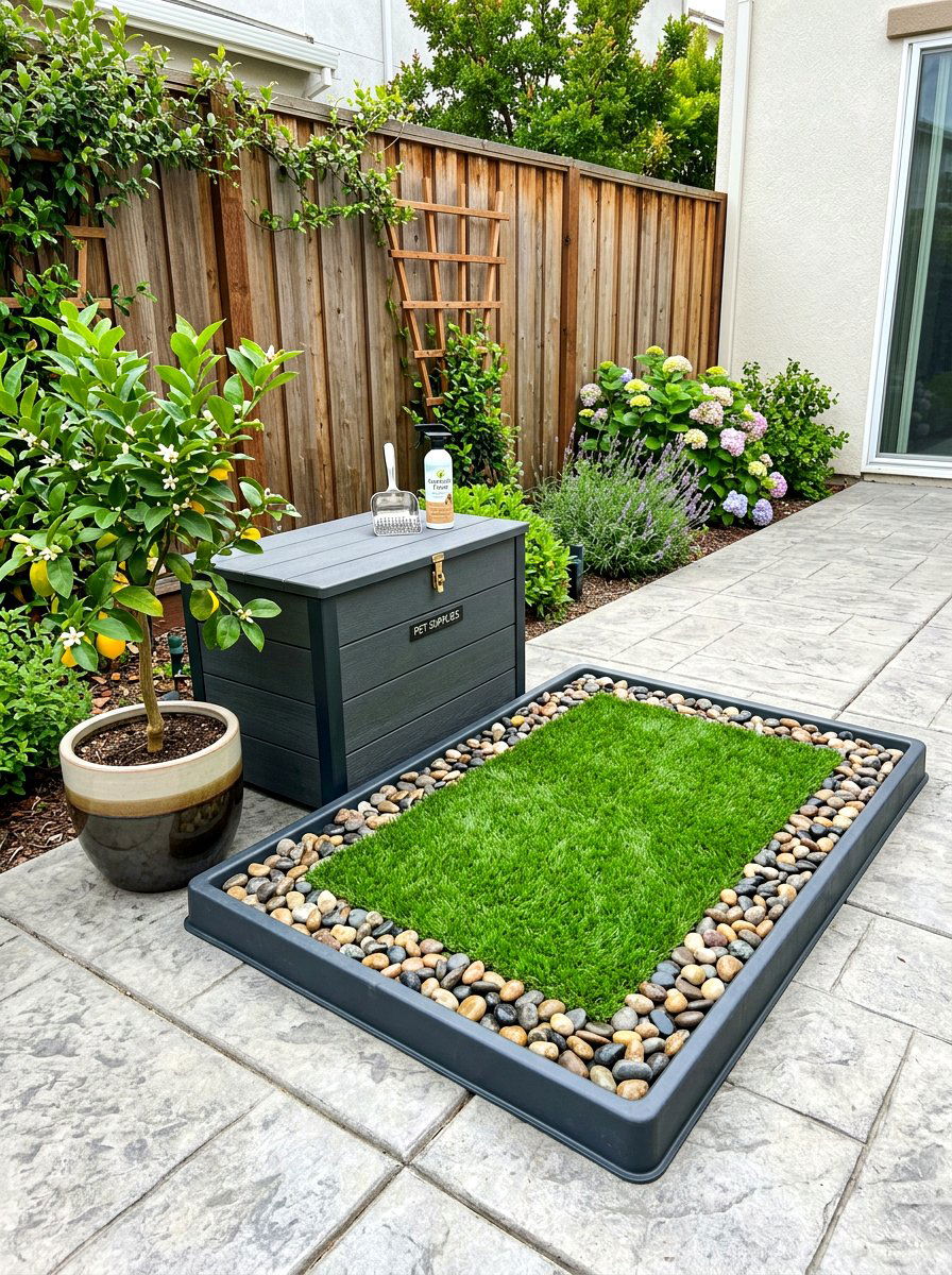 Waterproof dog potty tray - 30 balcony pet potty area ideas